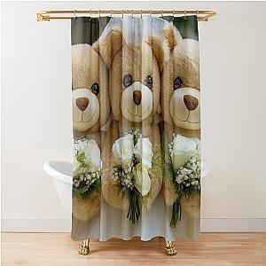 Bride bear with her bridesmaids Shower Curtain