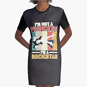 Retro Guitarist Band Rockstar Bruce Graphic T-Shirt Dress