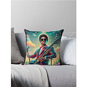 Bruno Mars with his Colorful Guitar-Bruno Mars Throw Pillow