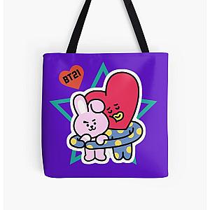 BT21 Bags - Bt21 Tata and Cooky All Over Print Tote Bag RB2103