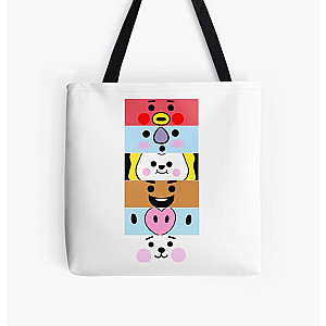 BT21 Bags - BT21 Character Faces All Over Print Tote Bag RB2103