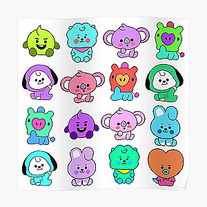 BT21 Posters - Colourful BT21 Character Pattern Style Poster RB2103