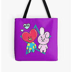 BT21 Bags - Bt21 Tata and Cooky All Over Print Tote Bag RB2103