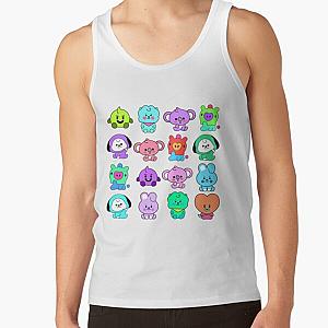 BT21 Tank Tops - Colourful BT21 Character Pattern Style Tank Top RB2103