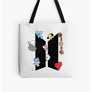 BT21 Bags - BT21 Love (black)| Perfect Gift All Over Print Tote Bag RB2103