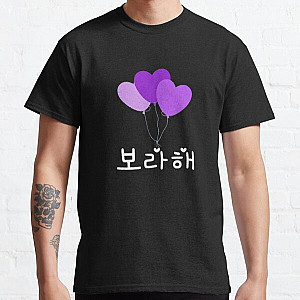 BT21 T-Shirts - Borahae &lt;3 I Purple You (black ver) Classic T-Shirt RB2103