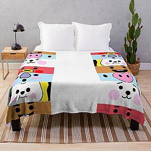 BT21 Blanket - BT21 Character Faces Throw Blanket RB2103