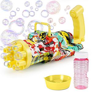 Yellow Bubble Machine Electric Automatic 8 Hole Bubble Gun