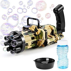 Camouflage Bubble Machine Electric Automatic 8 Hole Bubble Gun