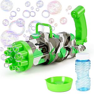 Green Bubble Machine Electric Automatic 8 Hole Bubble Gun