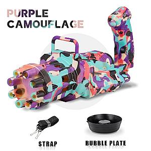 Purple Camouflage Automatic Gatling Bubble Guns 8 Hole Bubble Gun