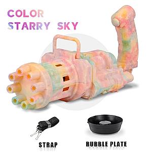 Color Starry Sky Automatic Gatling Bubble Guns 8 Hole Bubble Gun