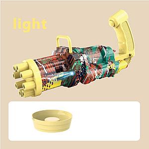 Yellow Automatic Gatling Bubble Gun 8 Hole Bubble Gun