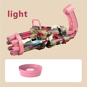 Pink Automatic Gatling Bubble Gun 8 Hole Bubble Gun