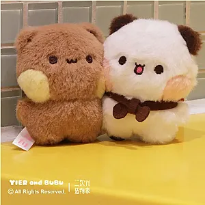 Bubu And Dudu Panda Yier Plush Keychain Toy Cute Cartoon Bear Plushie Doll