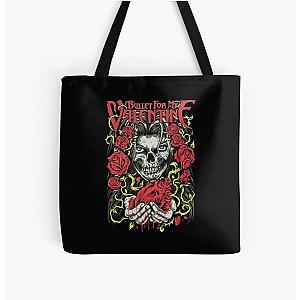 Bullet For My Valentine Roses And Heart Black Gift All Over Print Tote Bag