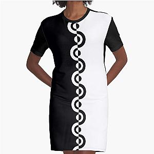 Black & White 60's Two Tone Mod Ska Pattern Graphic T-Shirt Dress