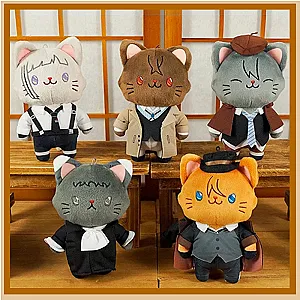 14CM Bungou Stray Dogs Cat Eye Mask Plush Dolls Keychains