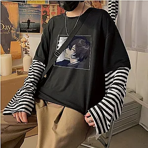 Anime Bungou Stray Dogs Cool Manga Osamu Dazai Hip Hop Oversized Long Sleeve T-shirts