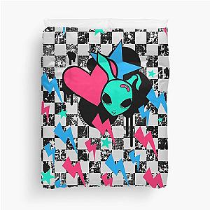 Rock Bunny Checkerboard (Dark Version) Duvet Cover