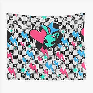 Rock Bunny Checkerboard (Dark Version) Tapestry