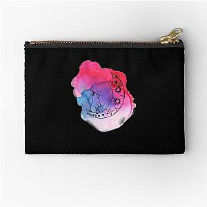 Bunny on the Moon in blue, purple, and pink ink drop Zipper Pouch