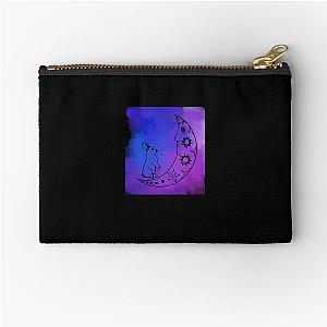 Bunny on the moon in blue and purple sunrise  Zipper Pouch