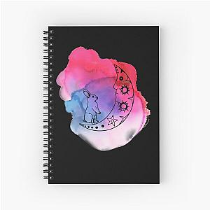 Bunny on the Moon in blue, purple, and pink ink drop Spiral Notebook