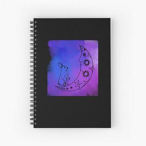 Bunny on the moon in blue and purple sunrise  Spiral Notebook