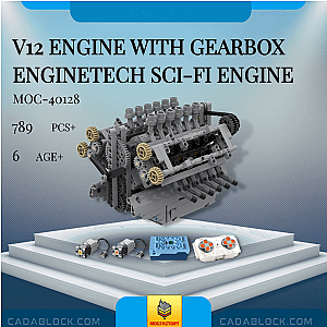 MOC Factory 40128 V12 Engine With Gearbox Enginetech Sci-Fi Engine Technician