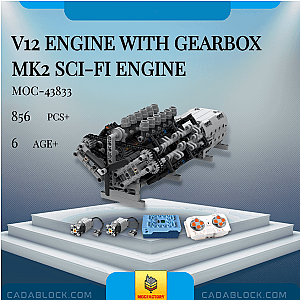 MOC Factory 43833 V12 Engine with Gearbox Mk2 Sci-fi Engine Technician