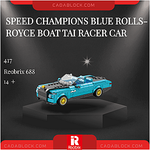 REOBRIX 688 Speed Champions Blue Rolls-Royce Boat Tai Racer Car Technician