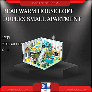 ZHEGAO DZ6106 Bear Warm House Loft Duplex Small Apartment Creator Expert