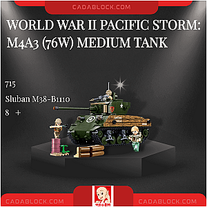 Sluban M38-B1110 World War II Pacific Storm: M4A3 (76W) Medium Tank Military
