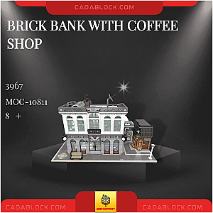 MOC Factory 10811 Brick Bank with Coffee Shop Modular Building