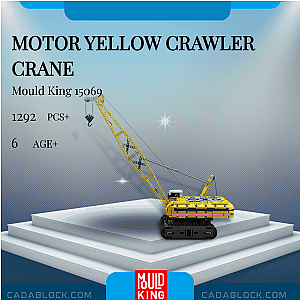 MOULD KING 15069 Motor Yellow Crawler Crane Technician