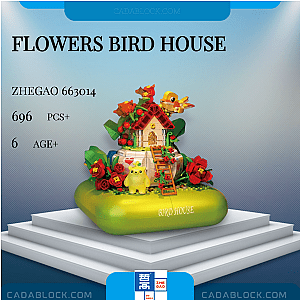 ZHEGAO 663014 Flowers Bird House Creator Expert