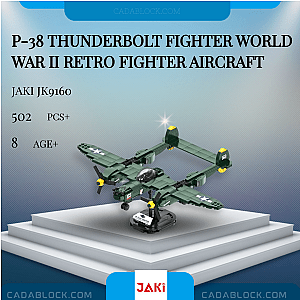 JAKI JK9160 P-38 Thunderbolt Fighter World War II Retro Fighter Aircraft Military