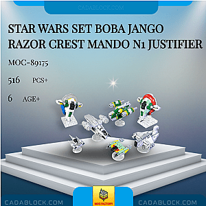 MOC Factory 89175 Star Wars set Boba Jango Razor Crest Mando N1 Justifier Star Wars