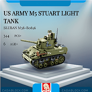 Sluban M38-B0856 US Army M5 Stuart Light Tank Military