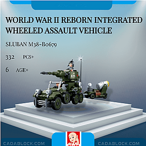 Sluban M38-B0679 World War II Reborn Integrated Wheeled Assault Vehicle Military