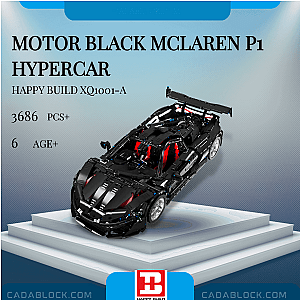 HAPPY BUILD XQ1001-A Motor Black McLaren P1 Hypercar Technician