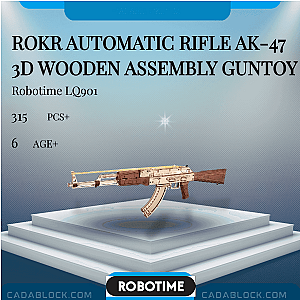 Robotime LQ901 Rokr Automatic Rifle AK-47 3D Wooden Assembly Guntoy Military