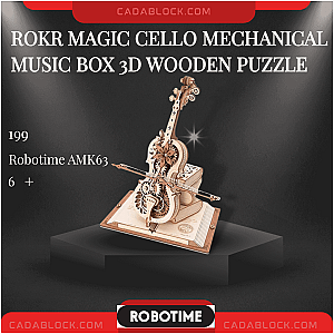 Robotime AMK63 ROKR Magic Cello Mechanical Music Box 3D Wooden Puzzle Creator Expert