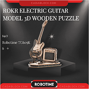 Robotime TG605K ROKR Electric Guitar Model 3D Wooden Puzzle Creator Expert