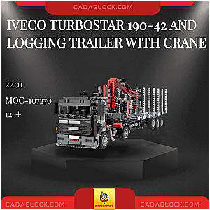 MOC Factory 107270 Iveco Turbostar 190-42 and Logging Trailer with Crane Technician