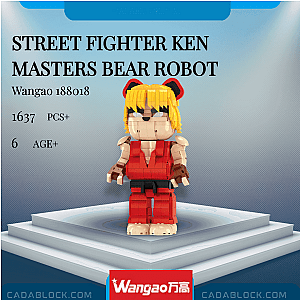 Wangao 188018 Street Fighter Ken Masters Bear Robot Movies and Games