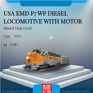 MOULD KING 12018 USA EMD F7 WP Diesel Locomotive With Motor Technician