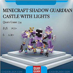 QUANGUAN 754 Minecraft Shadow Guardian Castle with Lights Creator Expert