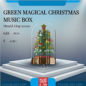 MOULD KING 10090 Green Magical Christmas Music Box Creator Expert